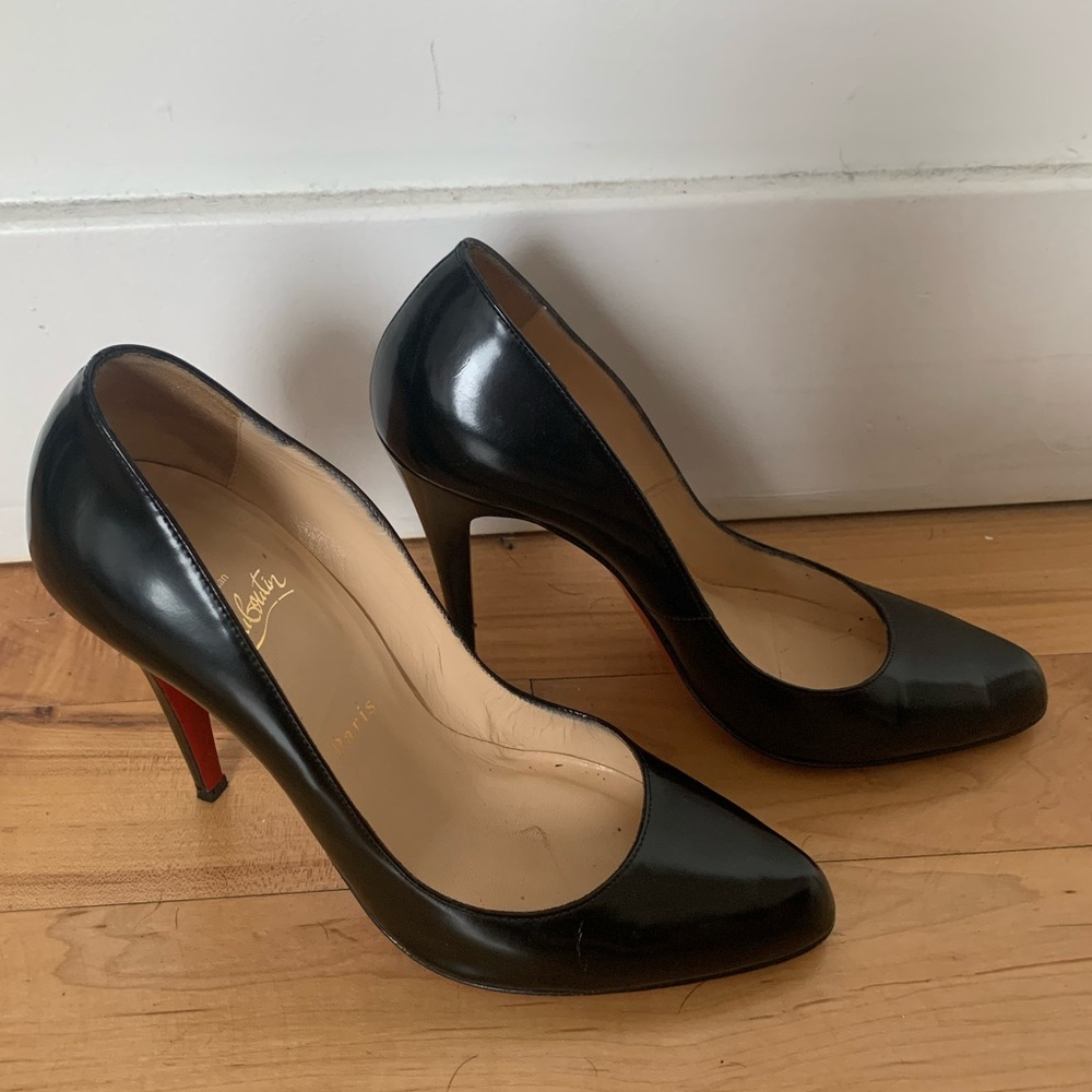 Christian Louboutin Black Patent Leather Pumps with Red Soles